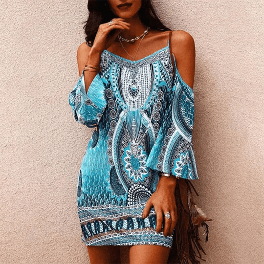 Printed Crew Neck Slip Dress