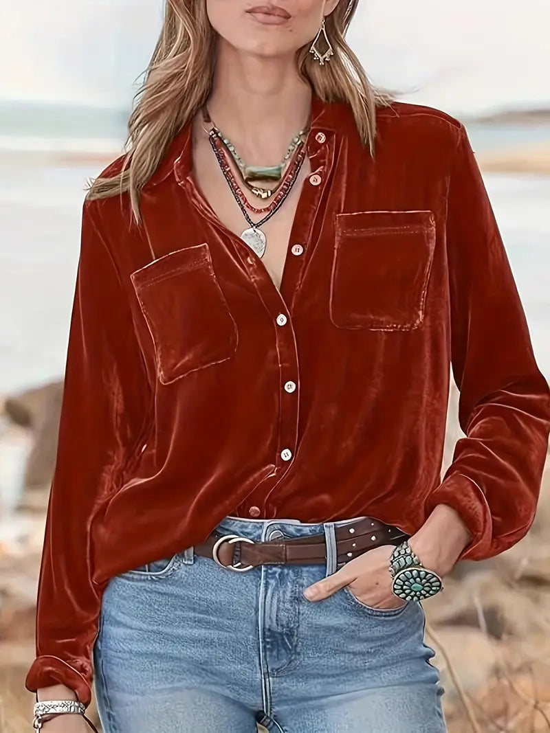 Maelis – Long Sleeve Shirt With Front Pockets