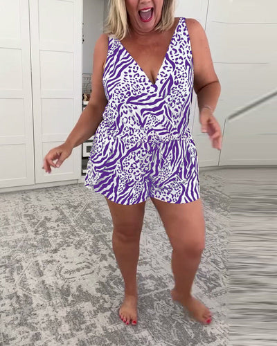 Alexa | Slim Fit Swimsuit With Zebra Print