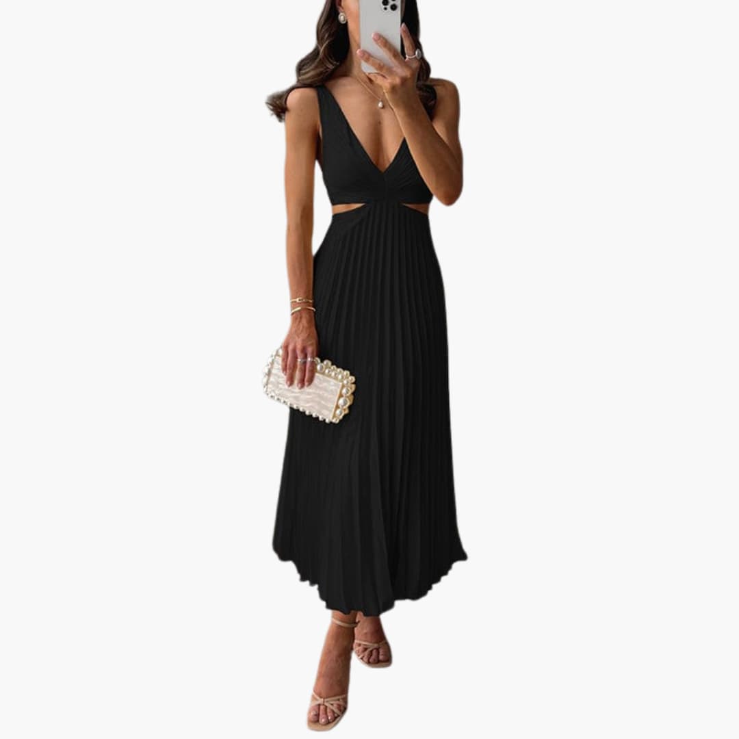 Sunny | Pleated Neckline Dress