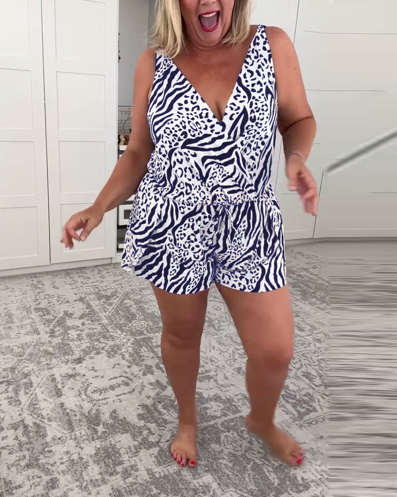 Alexa | Slim Fit Swimsuit With Zebra Print