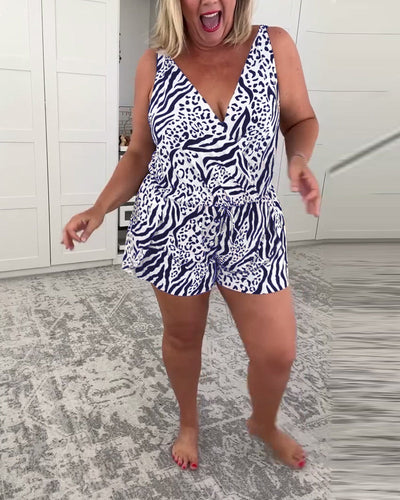 Alexa | Slim Fit Swimsuit With Zebra Print