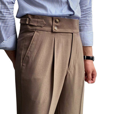 Men's British Style Drape High Waist Straight Pants