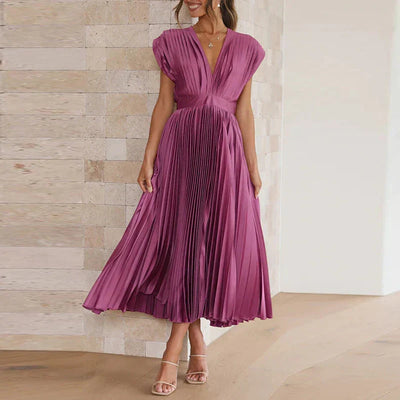 Adele - V-neck maxi dress with pleats