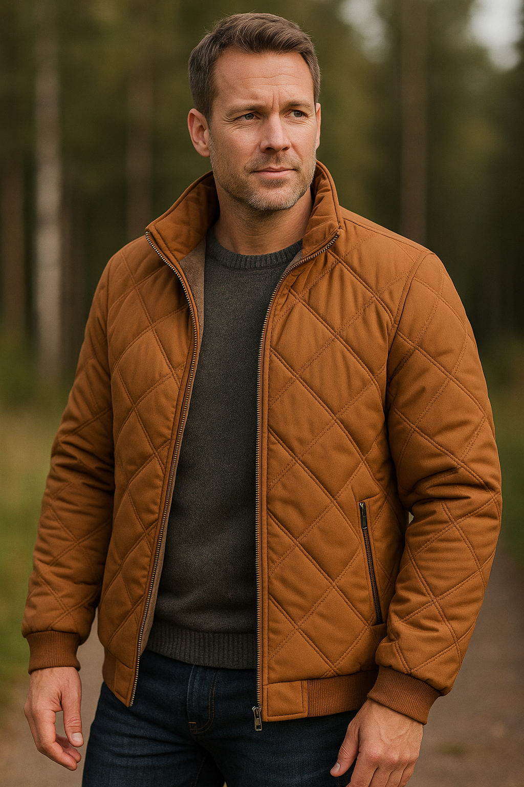 Julien – Diamond Pattern Stand-Up Collar Jacket