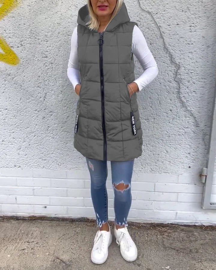 Melina – Sleeveless Padded Coat with Zipper
