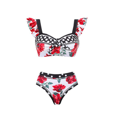 Unique Rose Print Swimsuit