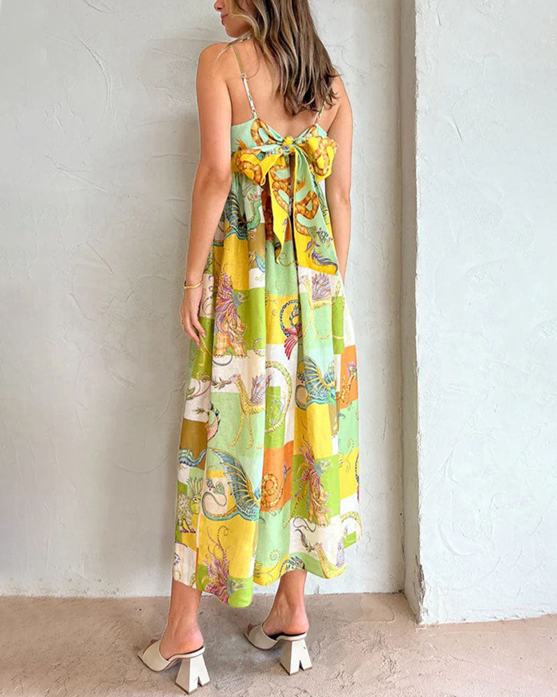 Sling High Waist Loose Resort Dress