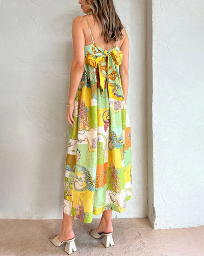 Sling High Waist Loose Resort Dress