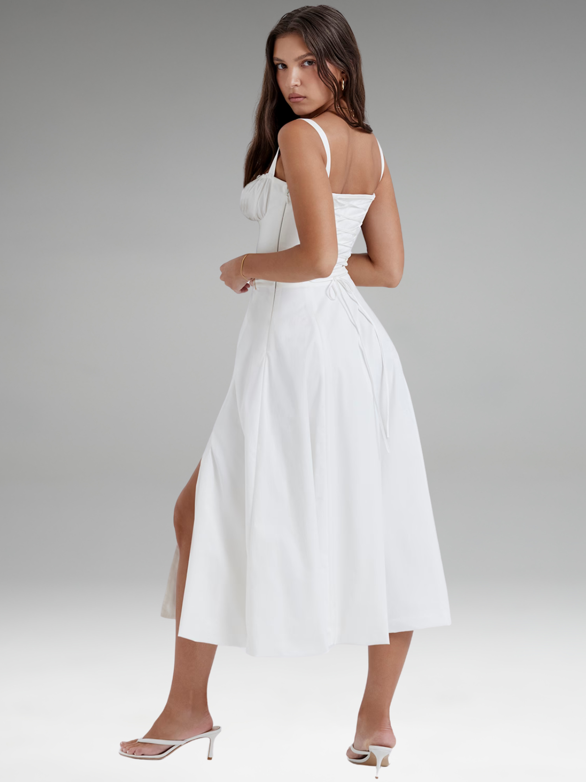 Ruffle Hem Cami Plain Midi Dress