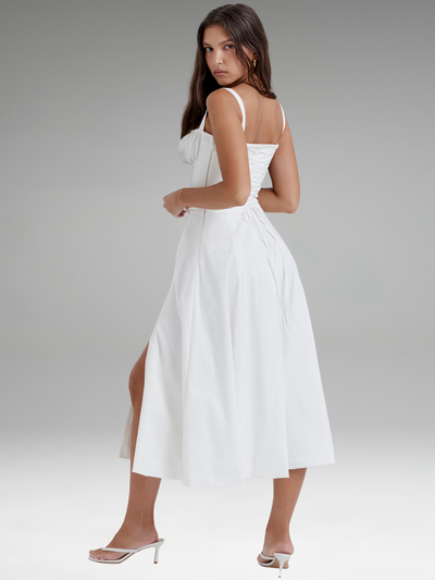 Ruffle Hem Cami Plain Midi Dress