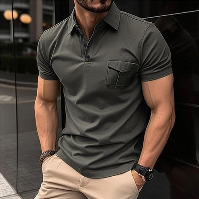 Men's Casual Slim Lapel Short Sleeve Polo Shirt