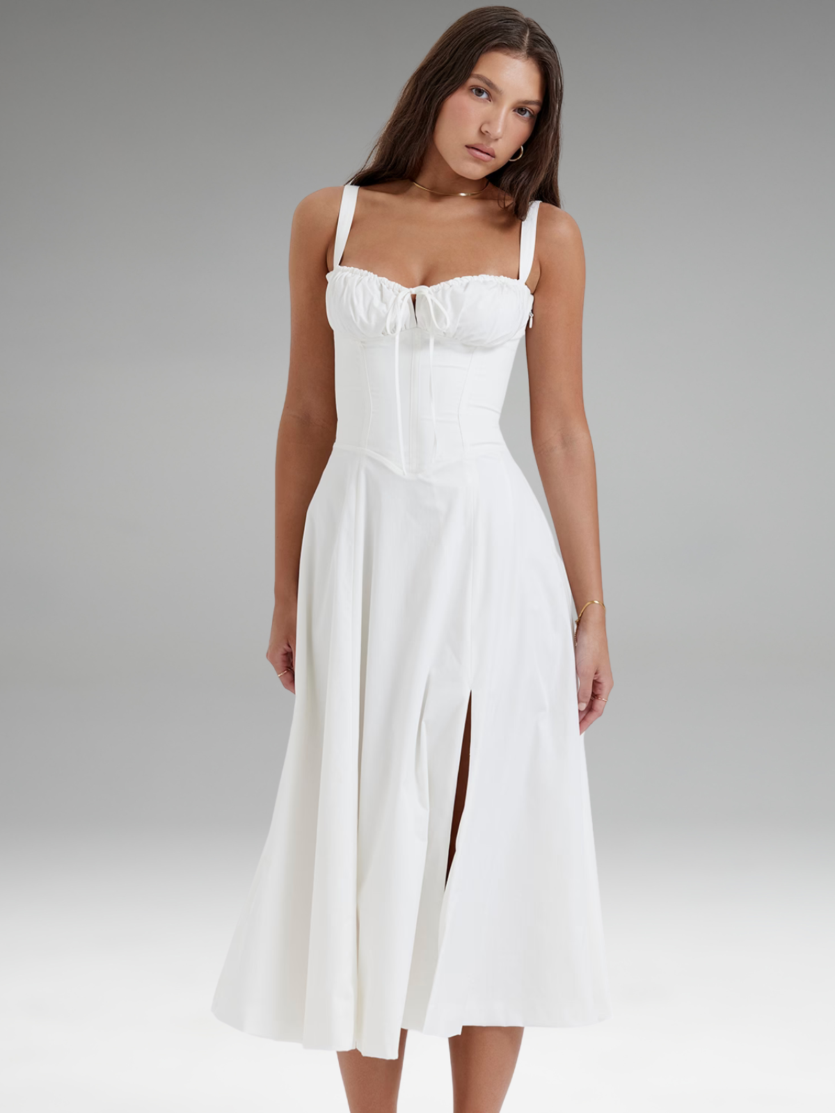 Ruffle Hem Cami Plain Midi Dress