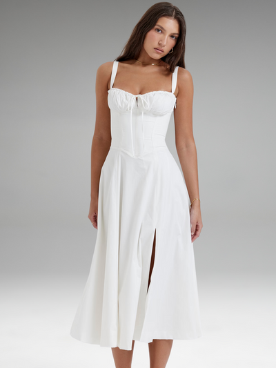 Ruffle Hem Cami Plain Midi Dress