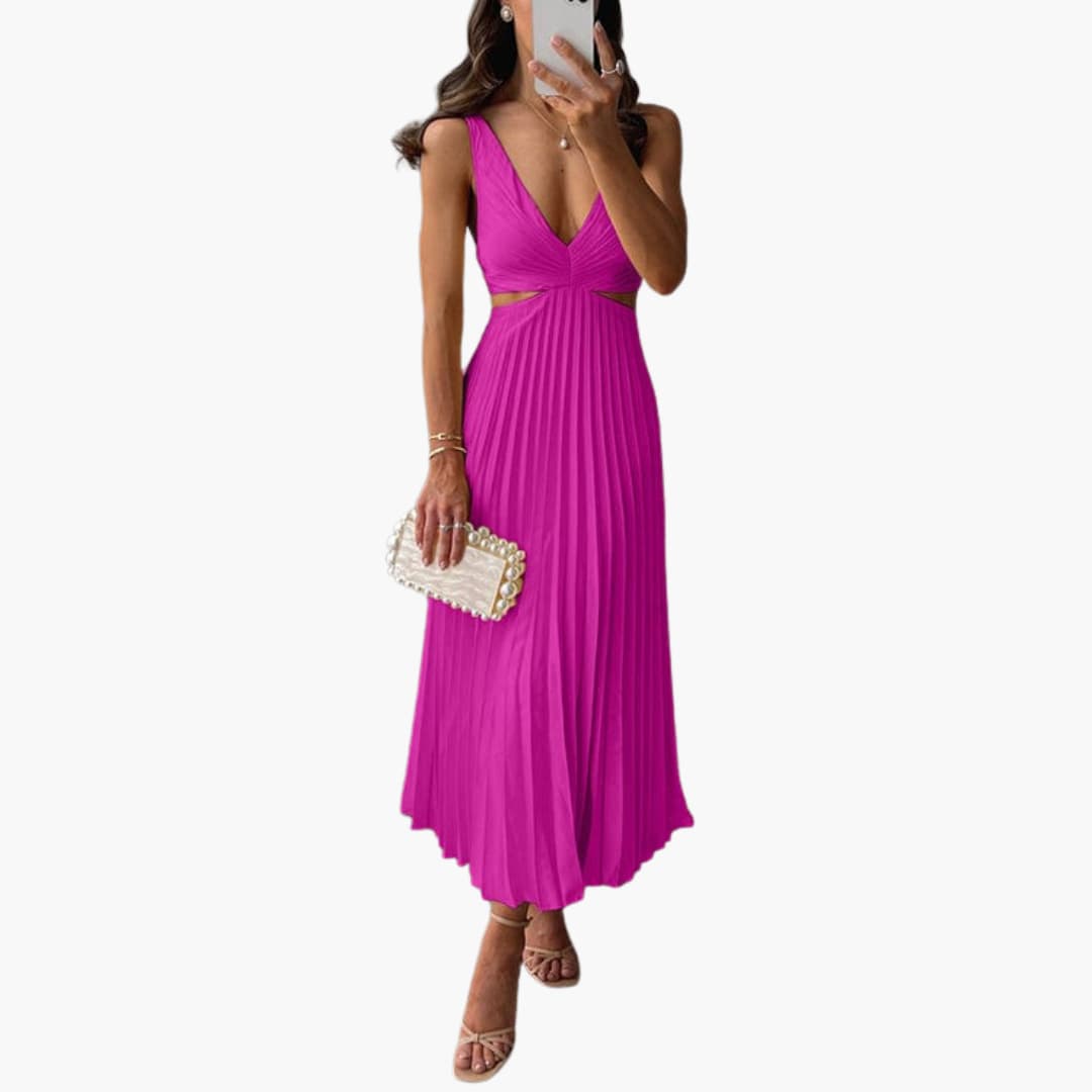 Sunny | Pleated Neckline Dress