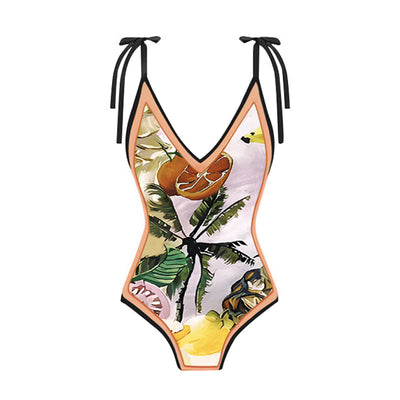 Summer abstract fruit print swimsuit