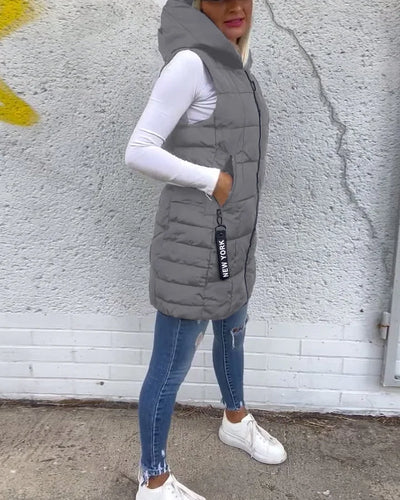 Melina – Sleeveless Padded Coat with Zipper