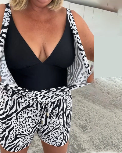Alexa | Slim Fit Swimsuit With Zebra Print