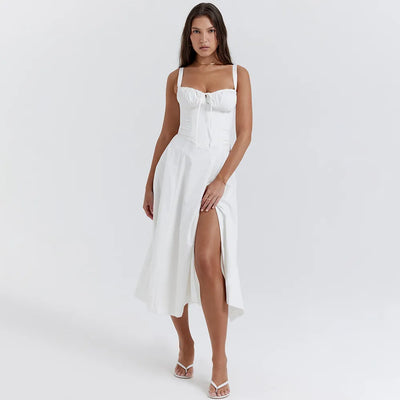 Ruffle Hem Cami Plain Midi Dress