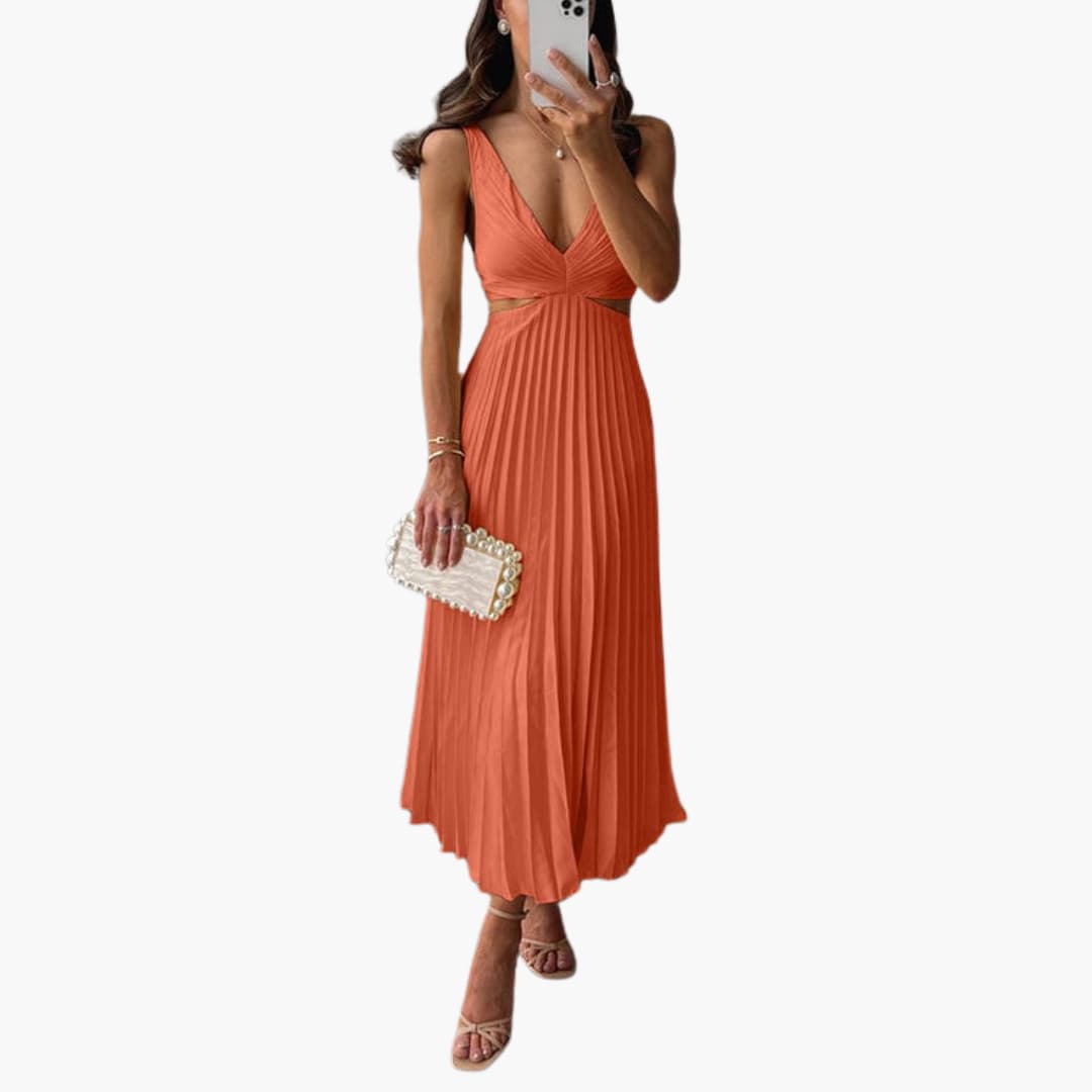 Sunny | Pleated Neckline Dress