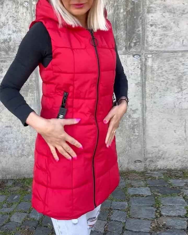 Melina – Sleeveless Padded Coat with Zipper