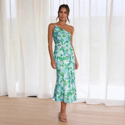 Bonnie - Asymmetric floral maxi dress for women