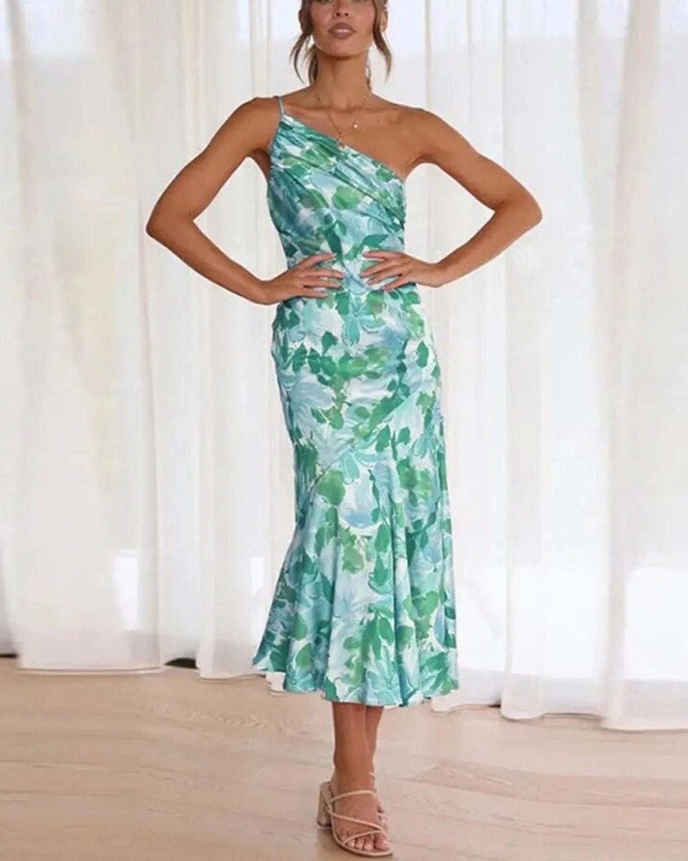 Bonnie - Asymmetric floral maxi dress for women