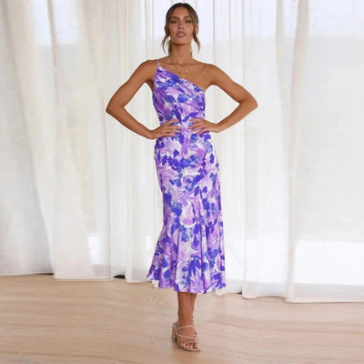 Bonnie - Asymmetric floral maxi dress for women