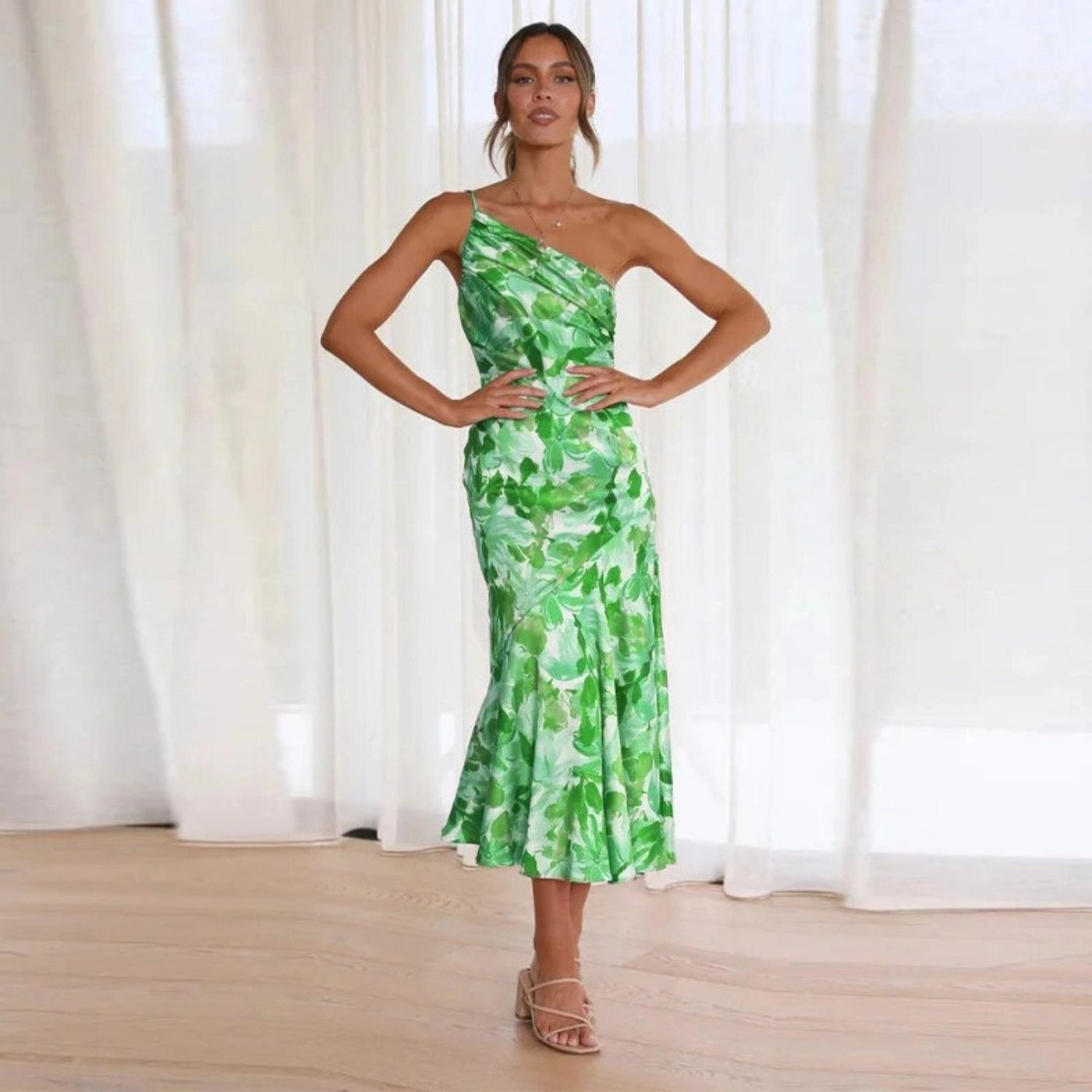 Bonnie - Asymmetric floral maxi dress for women