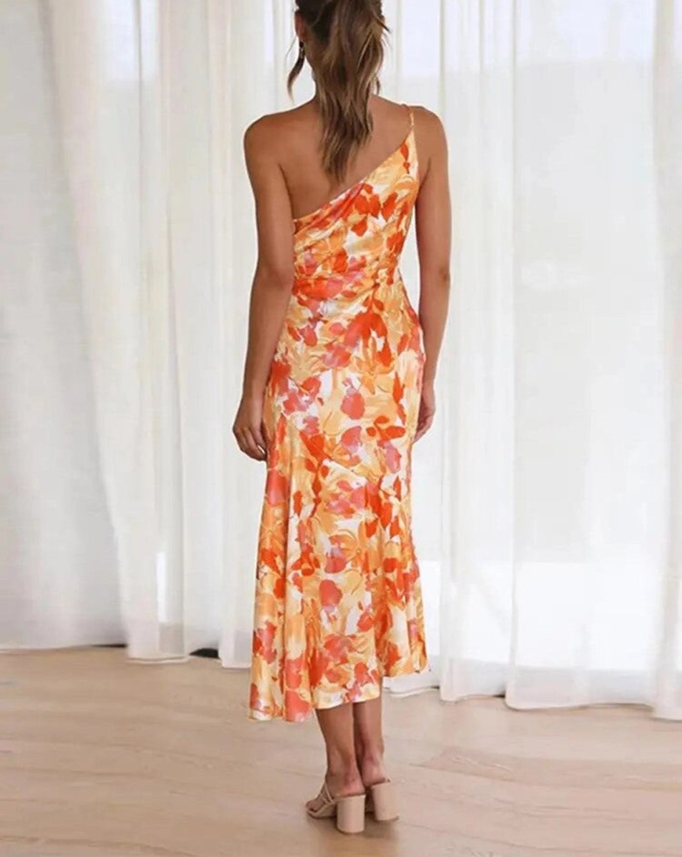 Bonnie - Asymmetric floral maxi dress for women