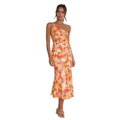 Bonnie - Asymmetric floral maxi dress for women