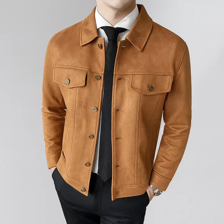 Corvella – Elegant Long-Sleeved Suede Jacket