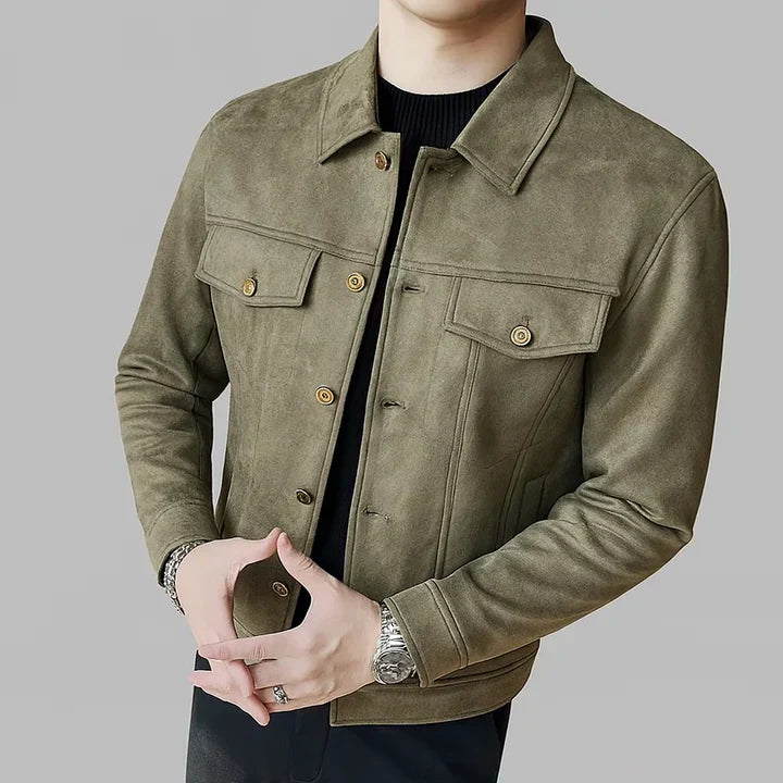 Corvella – Elegant Long-Sleeved Suede Jacket