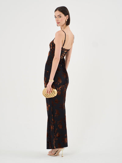 Moyna ||Strappy Floral Maxi Dress