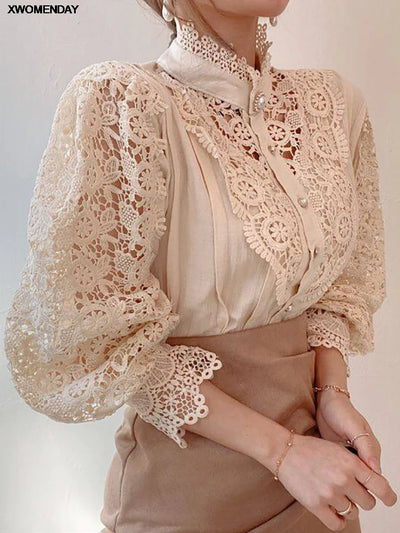 Elegance Chiffon Button Rollneck Shirt