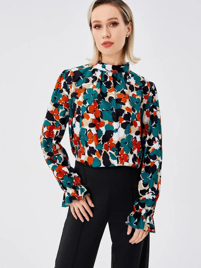 Breeze Printed Stand Neck Blouse