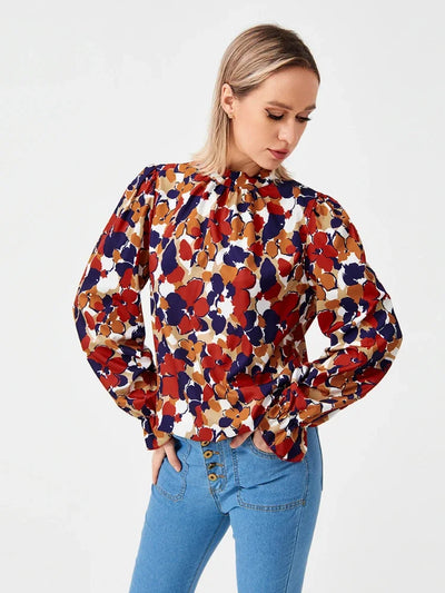 Breeze Printed Stand Neck Blouse