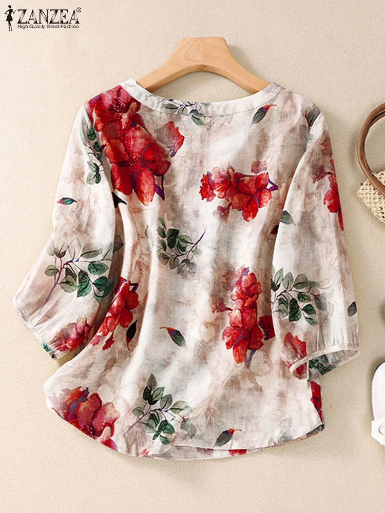 Scarlett| 2024 Bohemian Floral Tunic Blouse