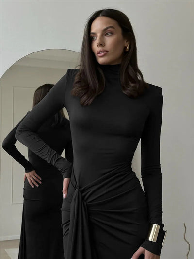 Bethany – Sexy, Form-Fitting Turtleneck Dress with High Slit