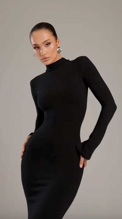 Sigourney｜Turtleneck Maxi Dress