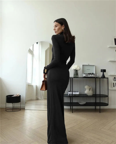 Bethany – Sexy, Form-Fitting Turtleneck Dress with High Slit