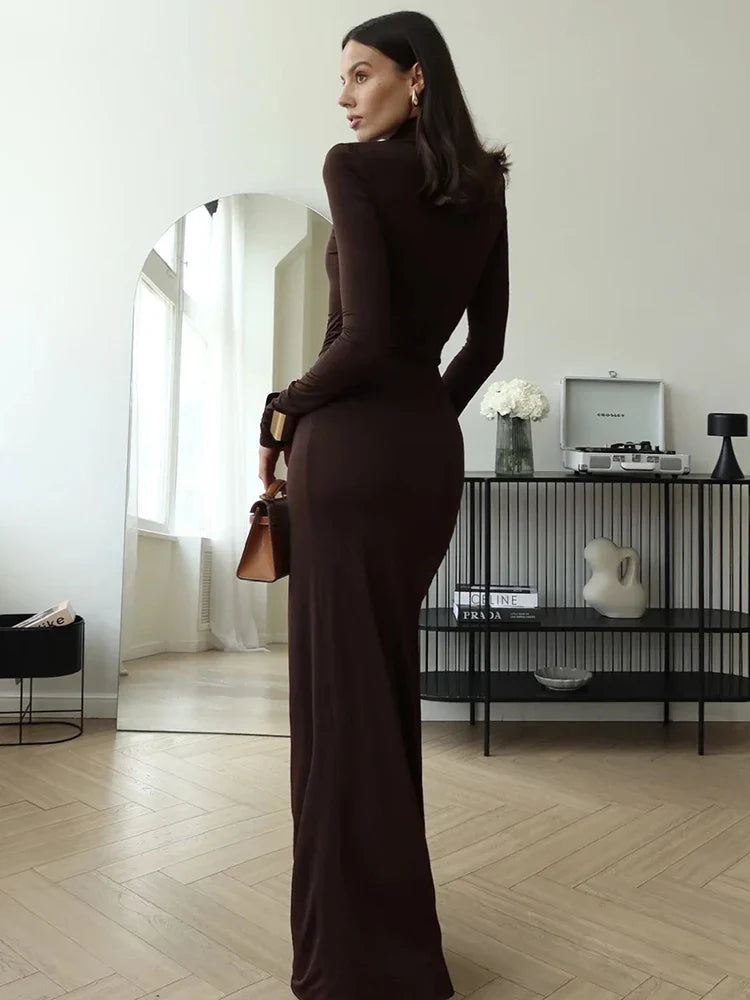 Bethany – Sexy, Form-Fitting Turtleneck Dress with High Slit
