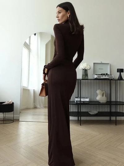 Bethany – Sexy, Form-Fitting Turtleneck Dress with High Slit