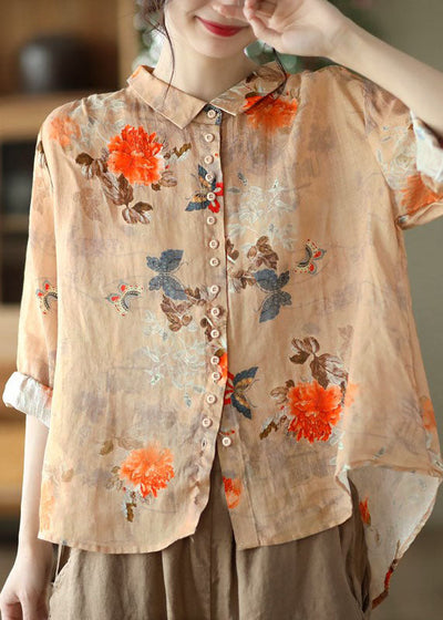 Sophie | Orange Cotton Button Blouse