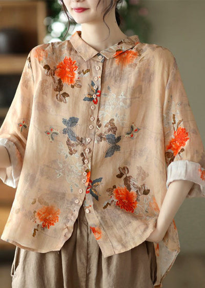 Sophie | Orange Cotton Button Blouse