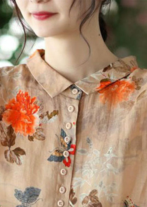 Sophie | Orange Cotton Button Blouse