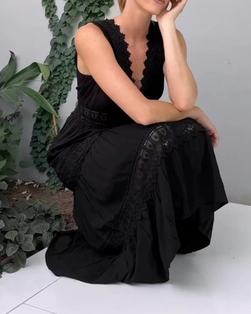 Brianna - Elegant classic dress for women with deep V-neck