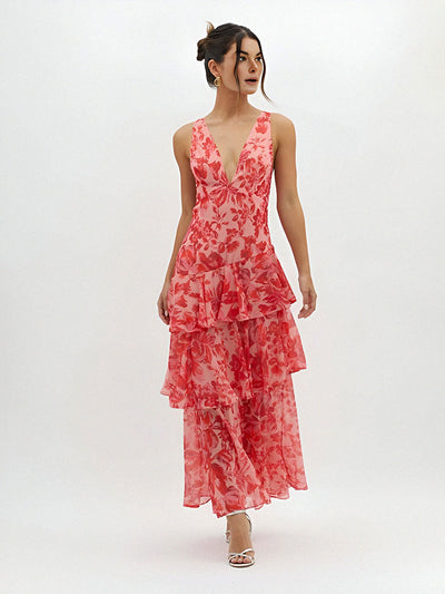 Lila Strappy Ruffle Maxi