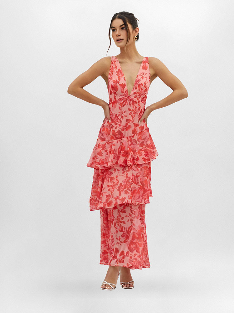 Lila Strappy Ruffle Maxi