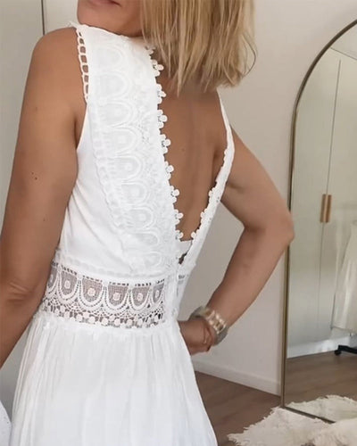 Brianna - Elegant classic dress for women with deep V-neck